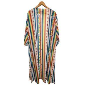 Sheer Coverup Women's Size XL Rainbow Longhorn Festival Boho Western Long Swim